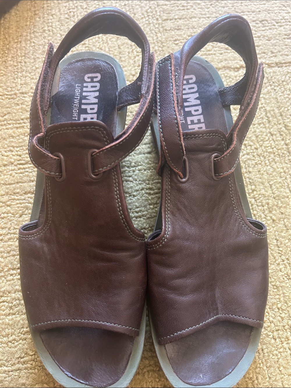 Camper Brown Leather Open-Toe Slingback Sandals
